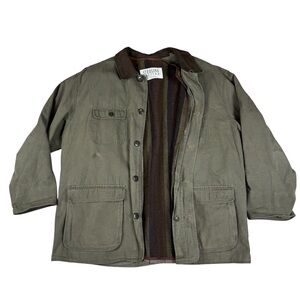 Vintage Sterling Edition London Fog Chore Jacket Wool Blanket Lining Olive Men L